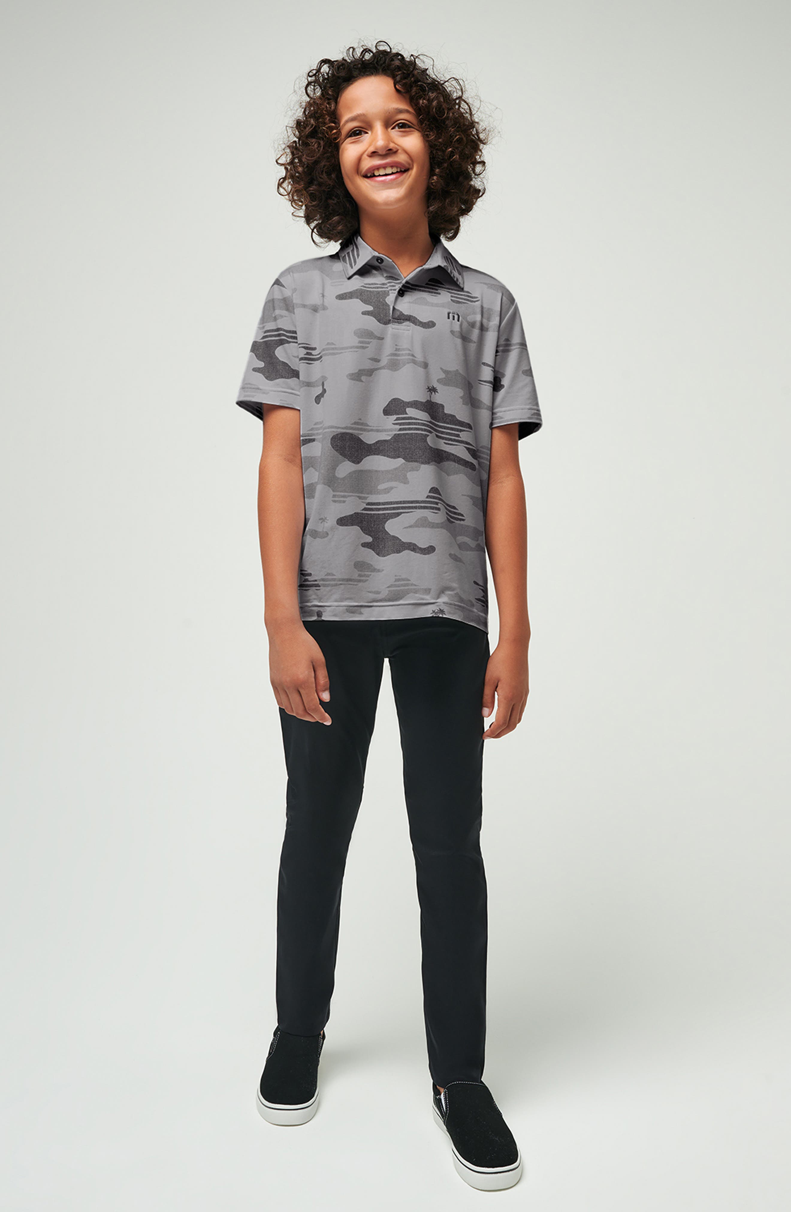 TravisMathew Kids' Heather Camo Knit Polo