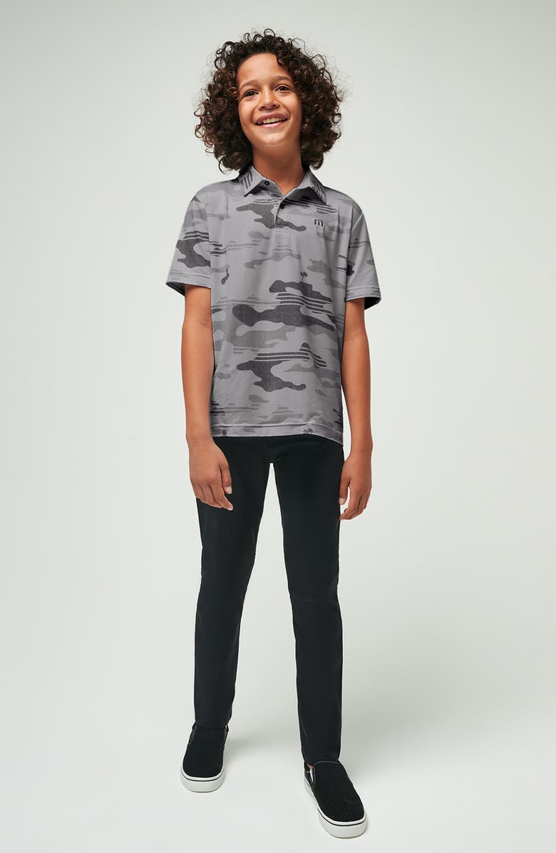 TravisMathew Kids' Heather Camo Knit Polo, Main, color, Heather Grey
