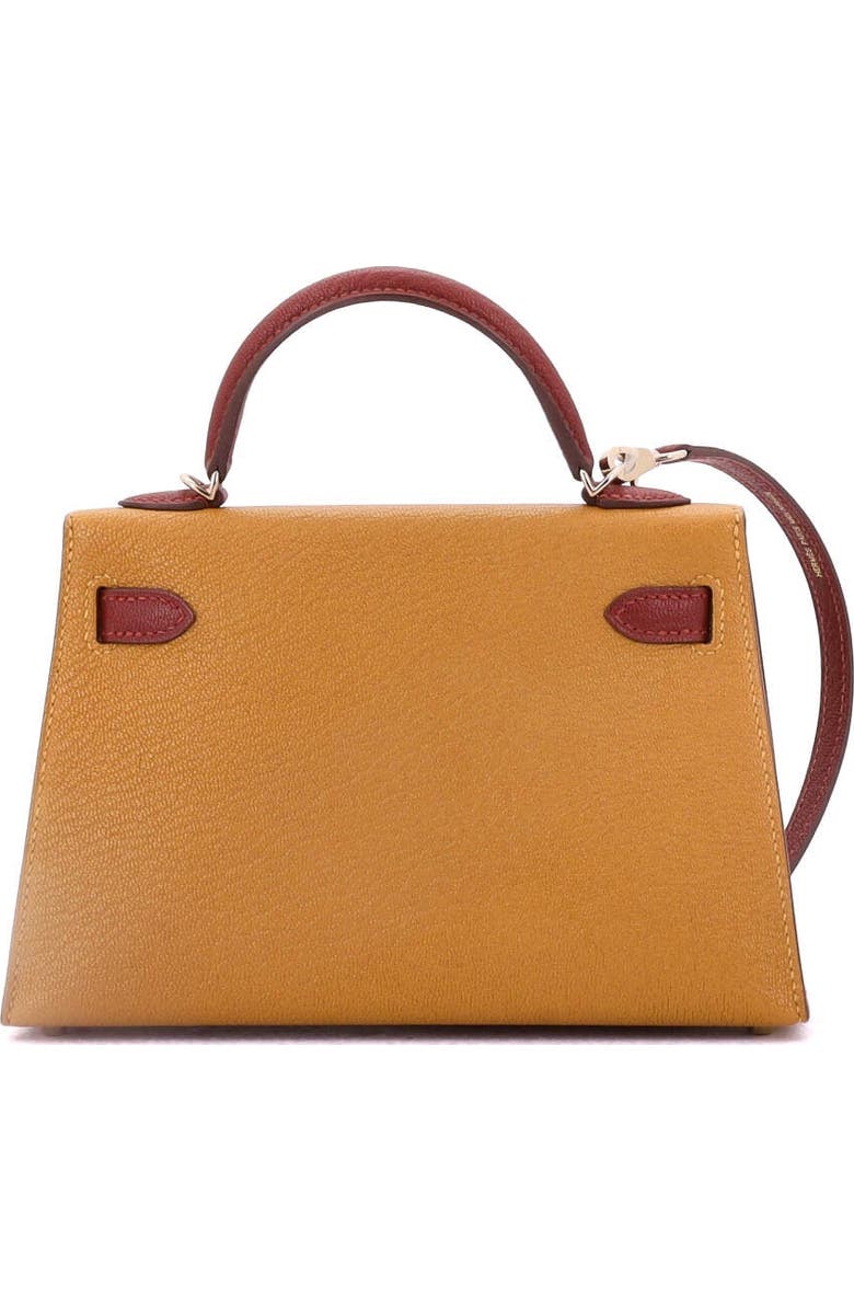 Pre-Owned Hermes Kelly Mini II Bag Bicolor Chevre Mysore with Permabrass Hardware 20, Alternate, color, Bicolor - Caramel/Rouge H