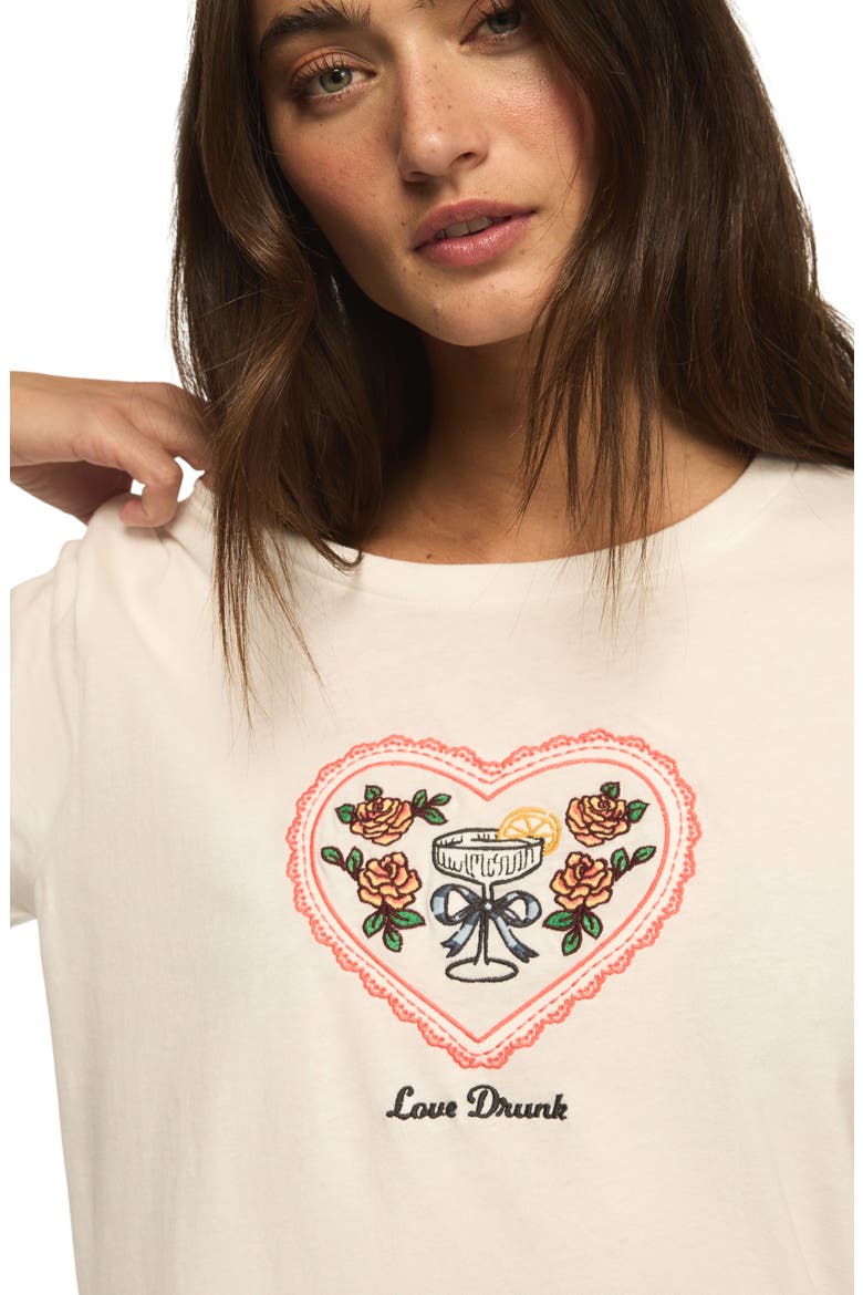 Love Drunk Embroidered T-Shirt, Alternate, color, BRIGHT WHITE