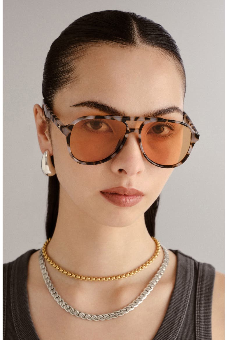 Tragic Magic 56mm Aviator Sunglasses, Alternate, color, COOKIE TORT/MUSTARD MONO