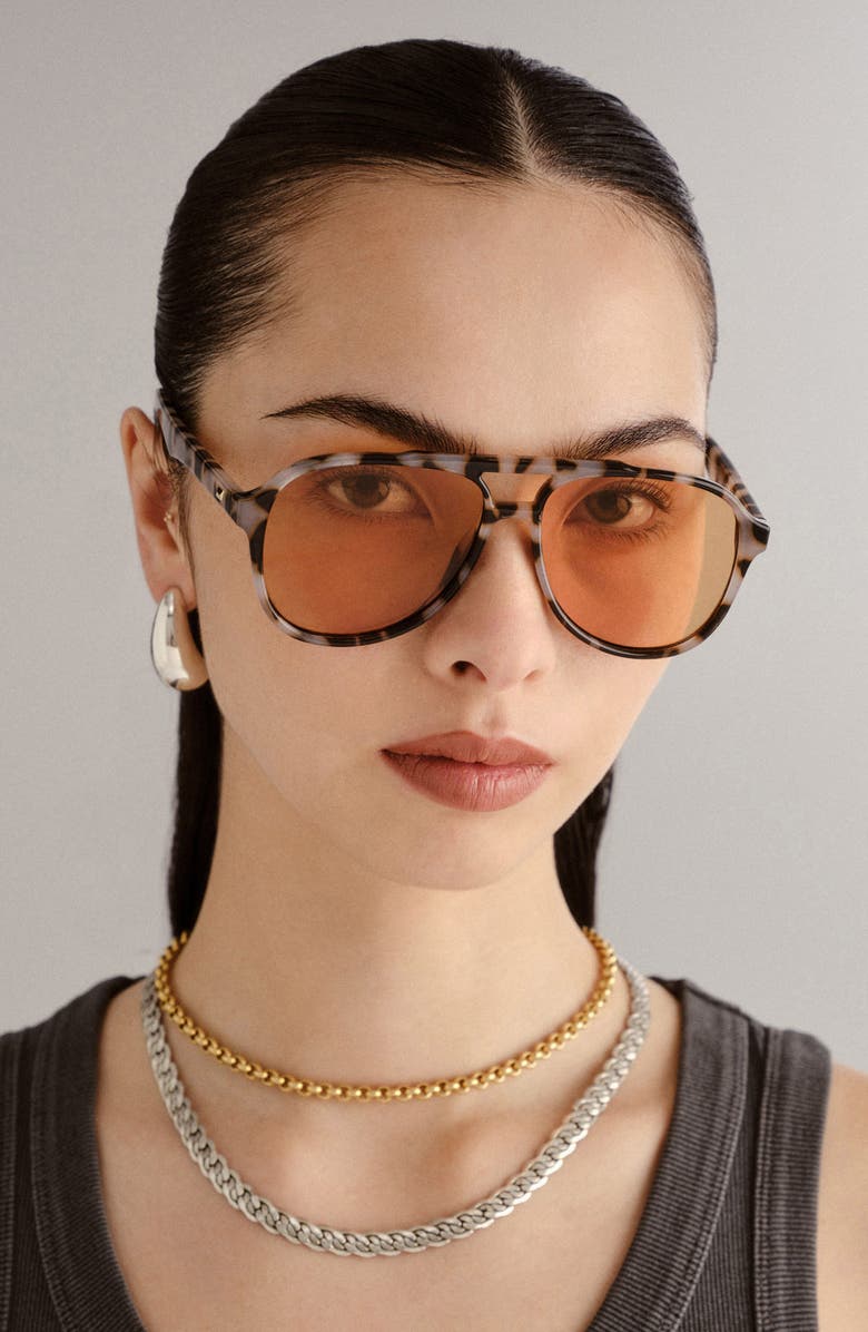 Le Specs Tragic Magic 56mm Aviator Sunglasses, Alternate, color, Cookie Tort/Mustard Mono