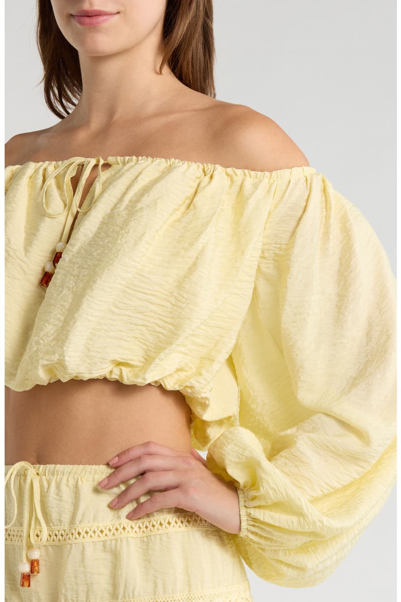 Off the Shoulder Bubble Hem Top, Alternate, color, PASTEL YELLOW