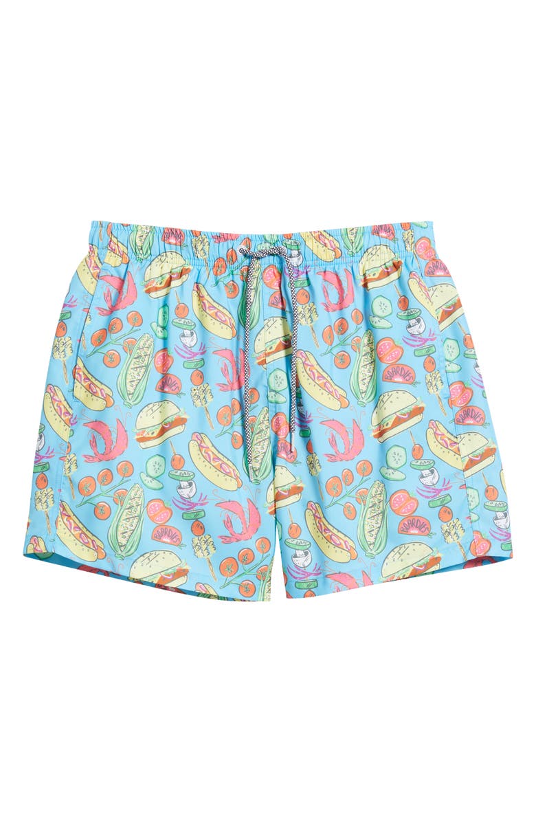 Boardies Grill Master Mid Length Swim Trunks, Alternate, color, Blue