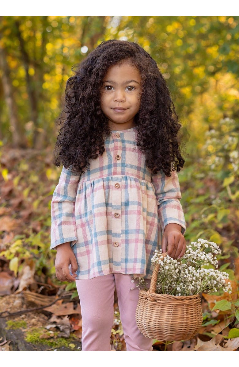 Mabel + Honey Mabel and Honey Phoebe Toddler Two-Piece Plaid Top and Pink Leggings Set., Alternate, color, Pink