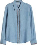 KOBI HALPERIN Chain Trim Denim Button-Up Shirt