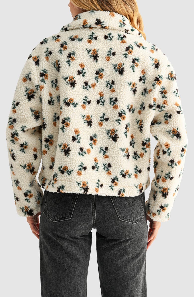 All in Favor Floral High Pile Fleece Half-Zip Pullover, Alternate, color, Brown Mustard Floral
