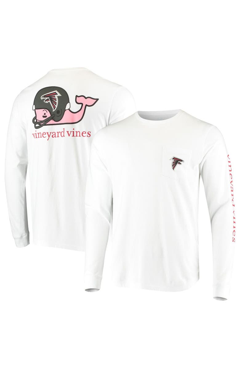 vineyard vines Men's Vineyard Vines White Atlanta Falcons Whale Helmet Long Sleeve T-Shirt, Main, color, White