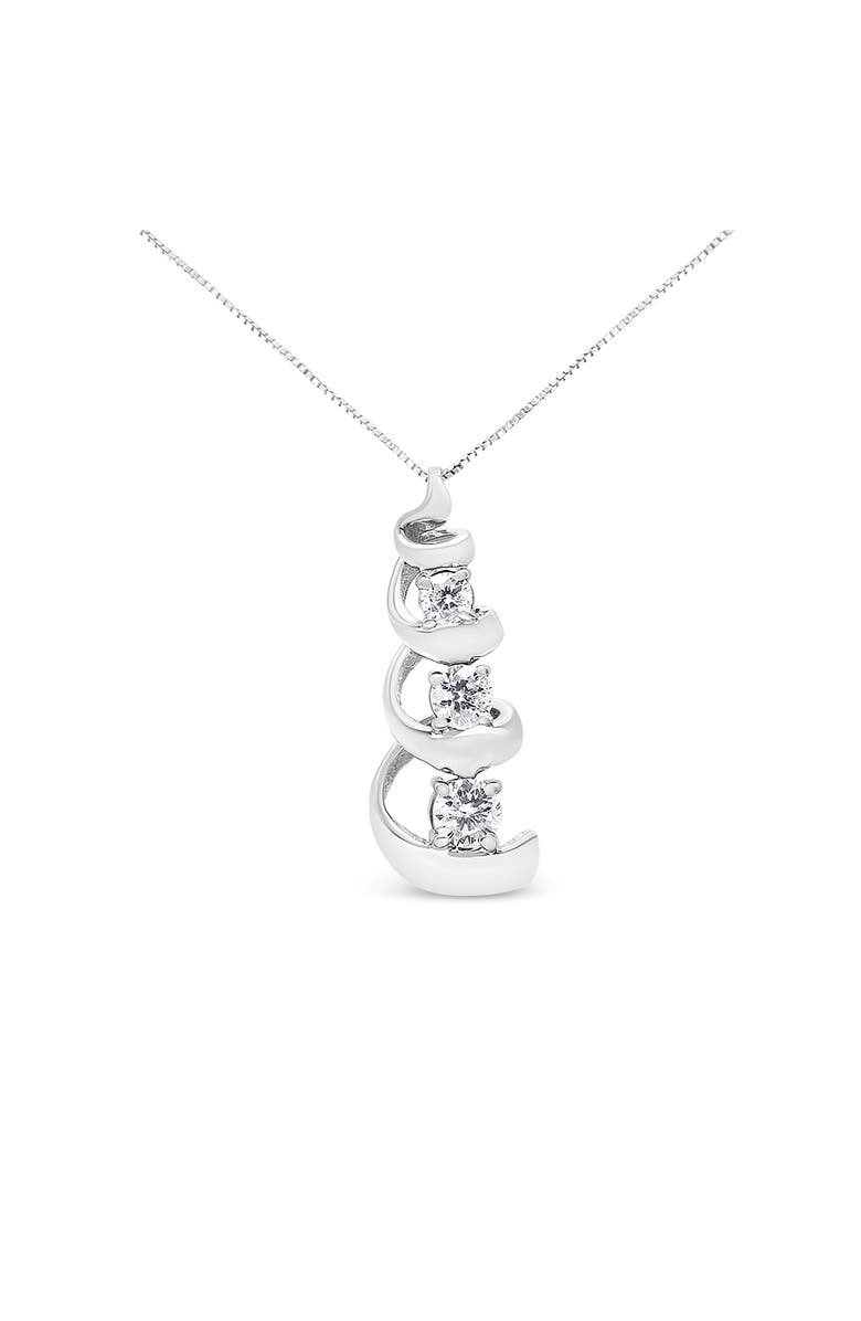 Haus of Brilliance Silver 1/4 cttw Diamond Swirl Shape Pendant Necklace, Main, color, White