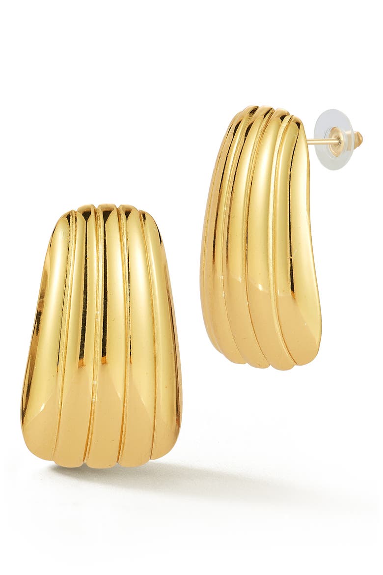 Ribbed Stud Earrings, Main, color, GOLD