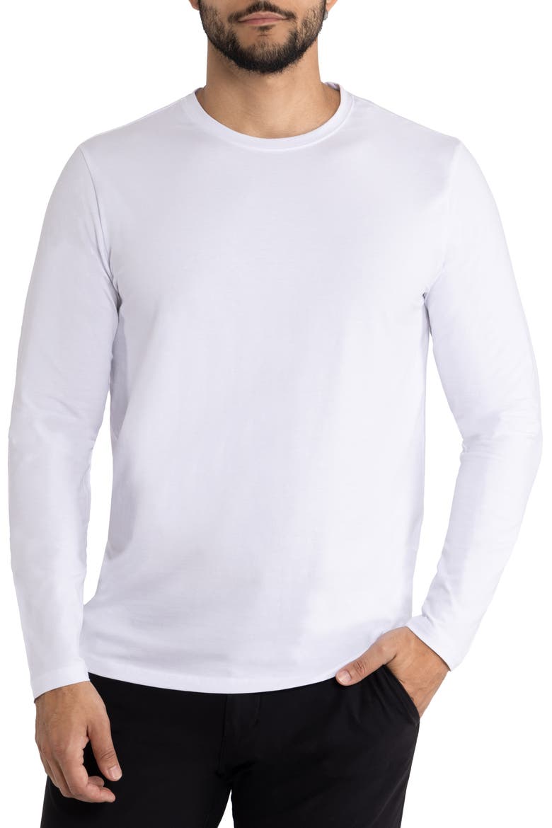 Crewneck Long Sleeve T-Shirt, Main, color, WHITE