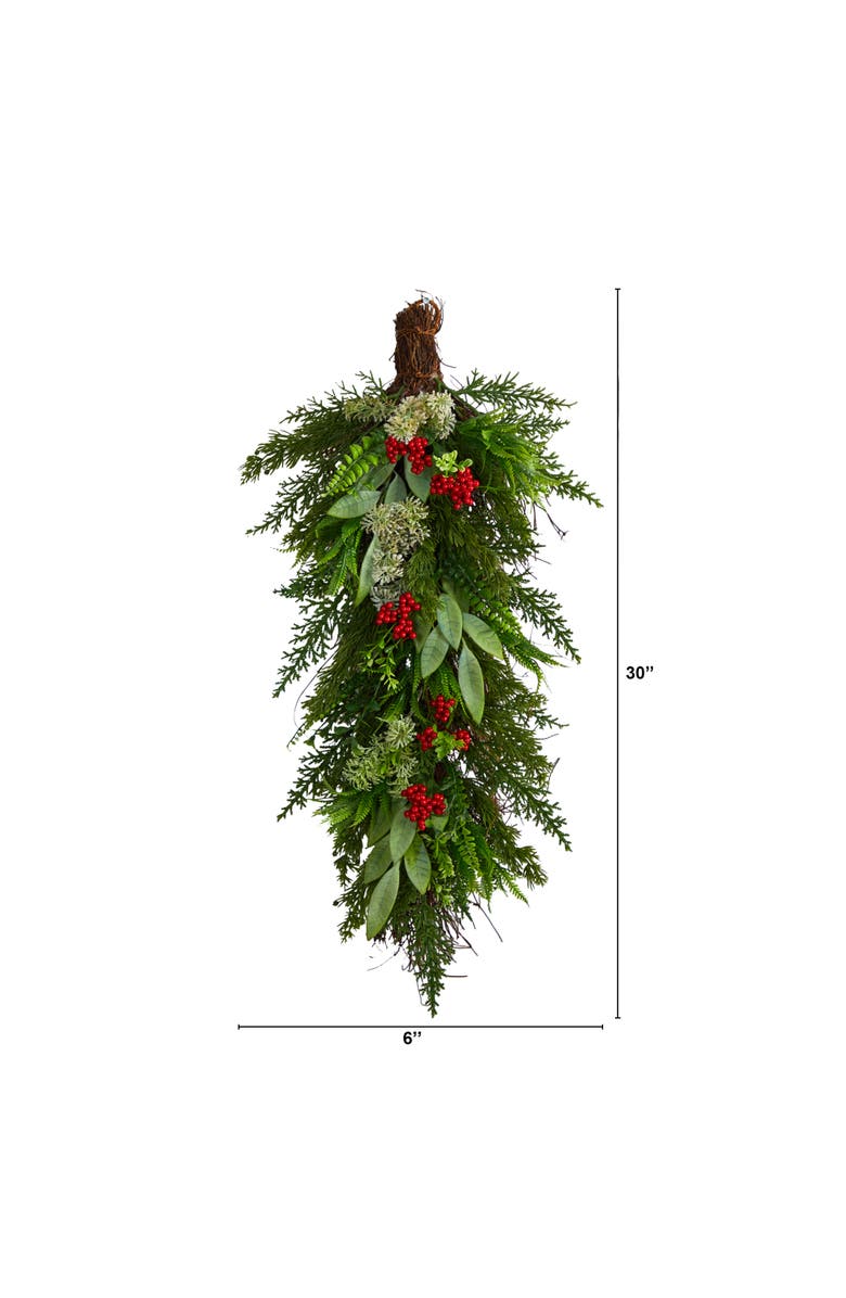 NEARLY NATURAL 30-in Cedar and Berry Artificial Christmas Swag, Alternate, color, Green