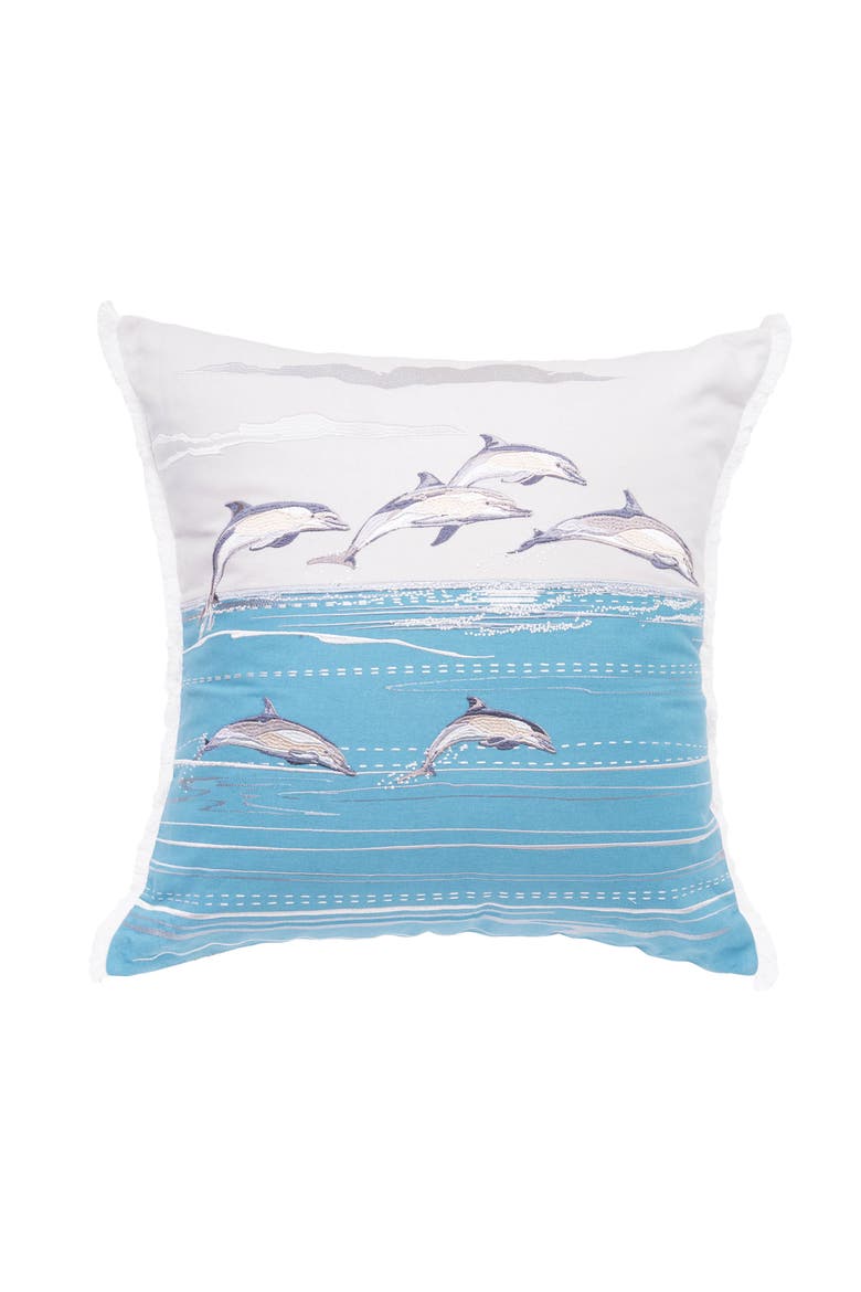Dolphin Cove Indoor Pillow, Main, color, Blue