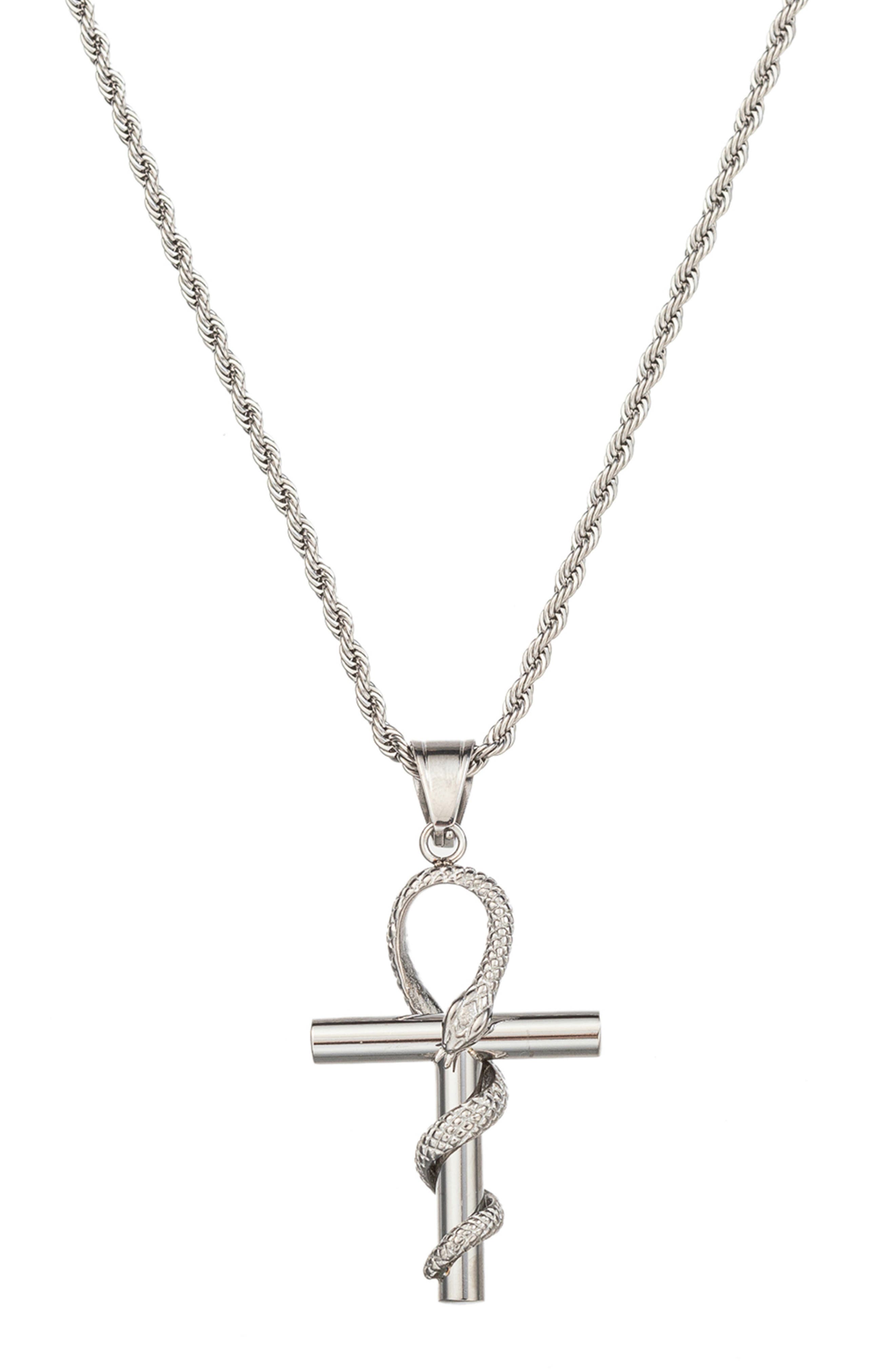 EYE CANDY LOS ANGELES Men's Premium Collection Snake Cross Pendant Necklace