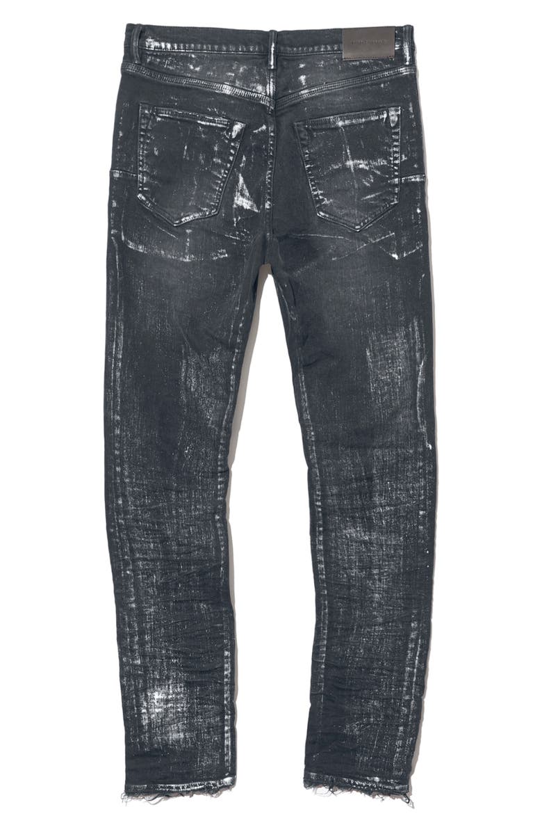 PURPLE BRAND Black Wash Metallic Skinny Jeans, Alternate, color, 