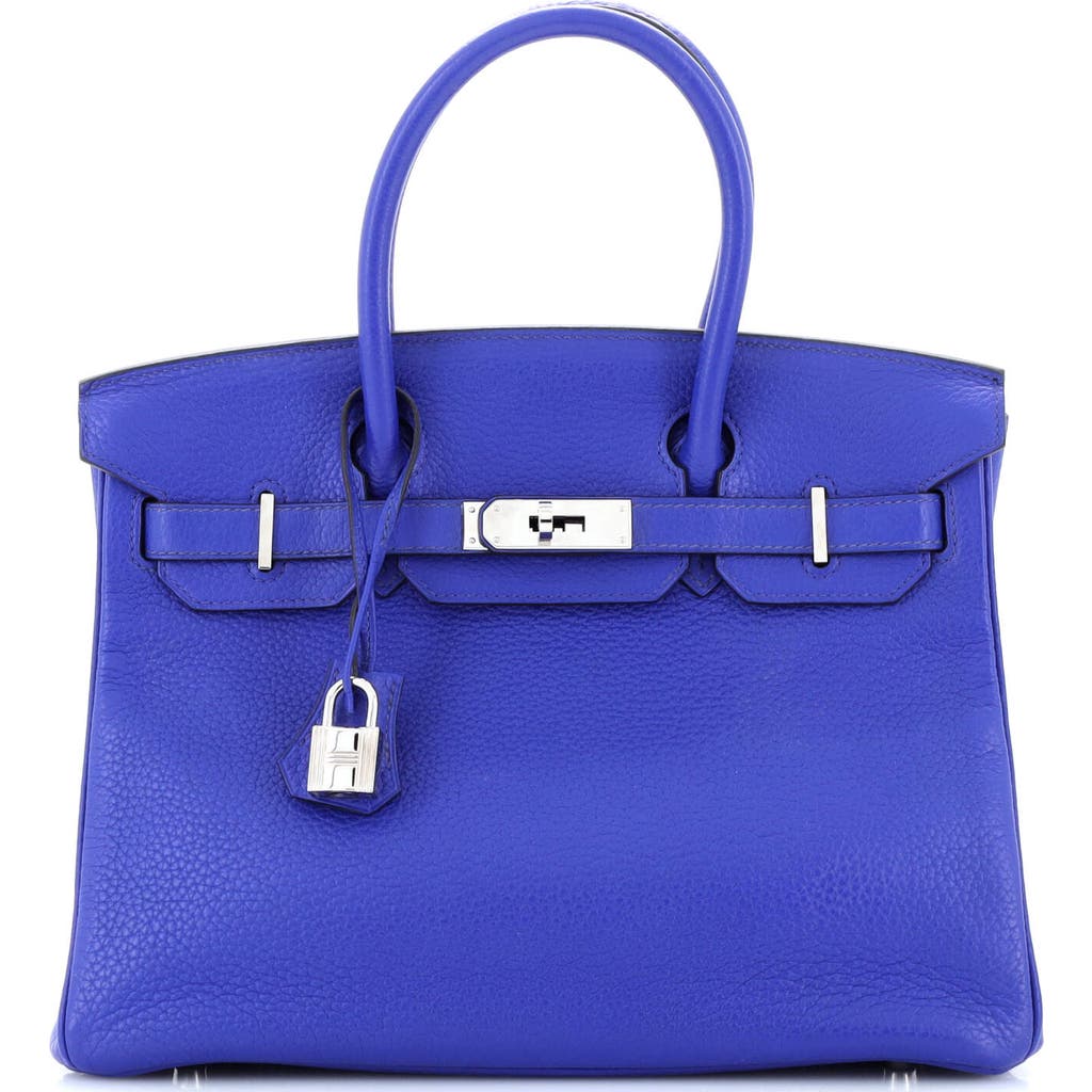 Pre-owned Hermes Hermes Birkin Handbag Blue Clemence With Palladium Hardware 30