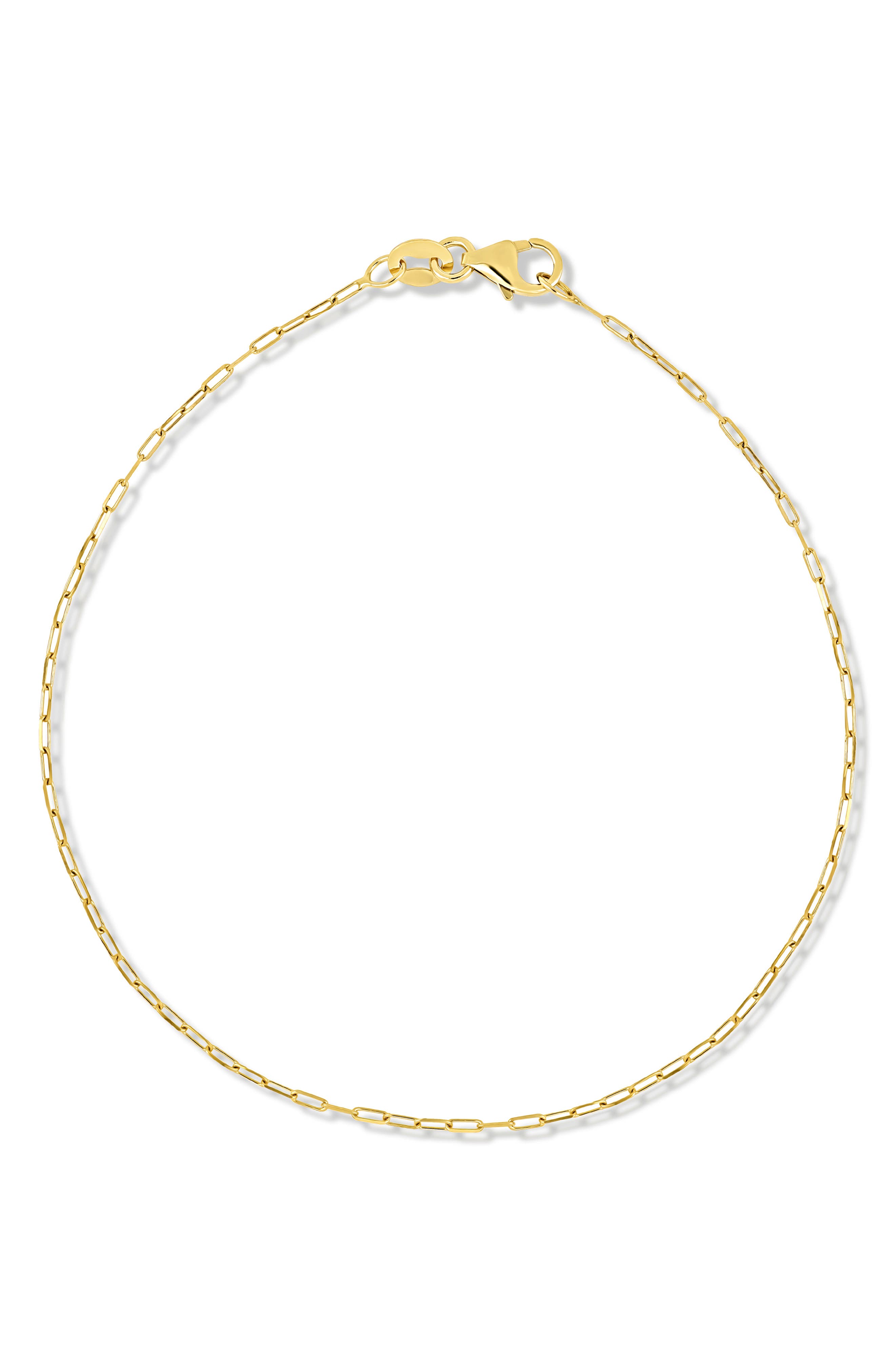 14K Gold Paper Clip Chain Bracelet