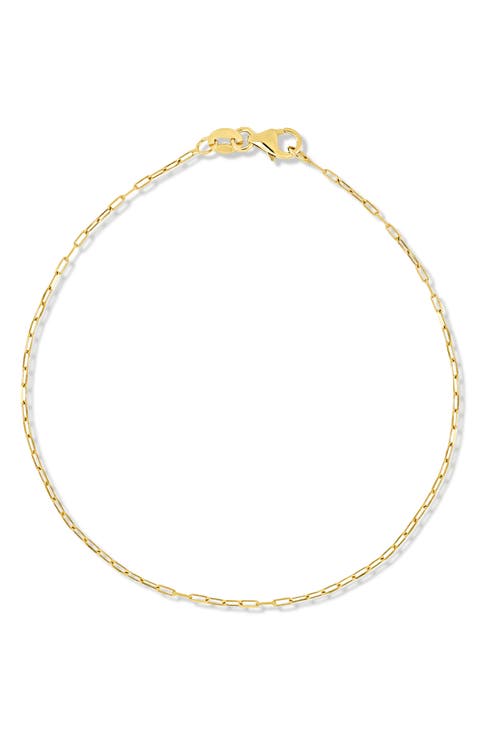 14K Gold Paper Clip Chain Bracelet