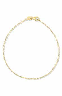 14K Gold Paper Clip Chain Bracelet