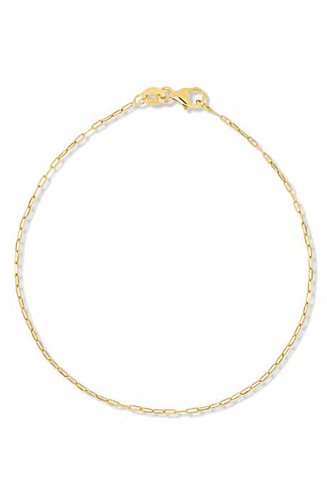 14K Gold Paper Clip Chain Bracelet