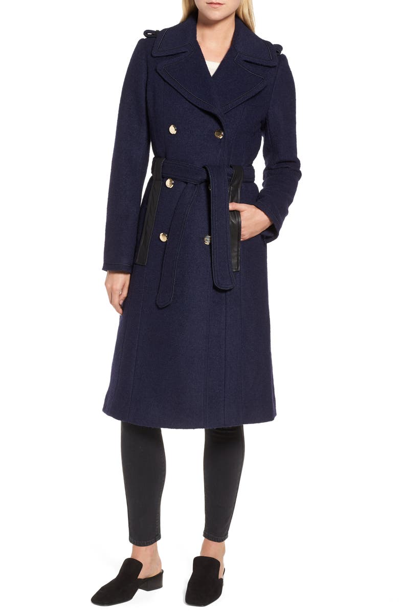 GUESS Boiled Wool Trench Coat, Main, color, 