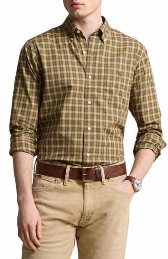 Classic Fit Plaid Cotton Twill Button-Down Shirt