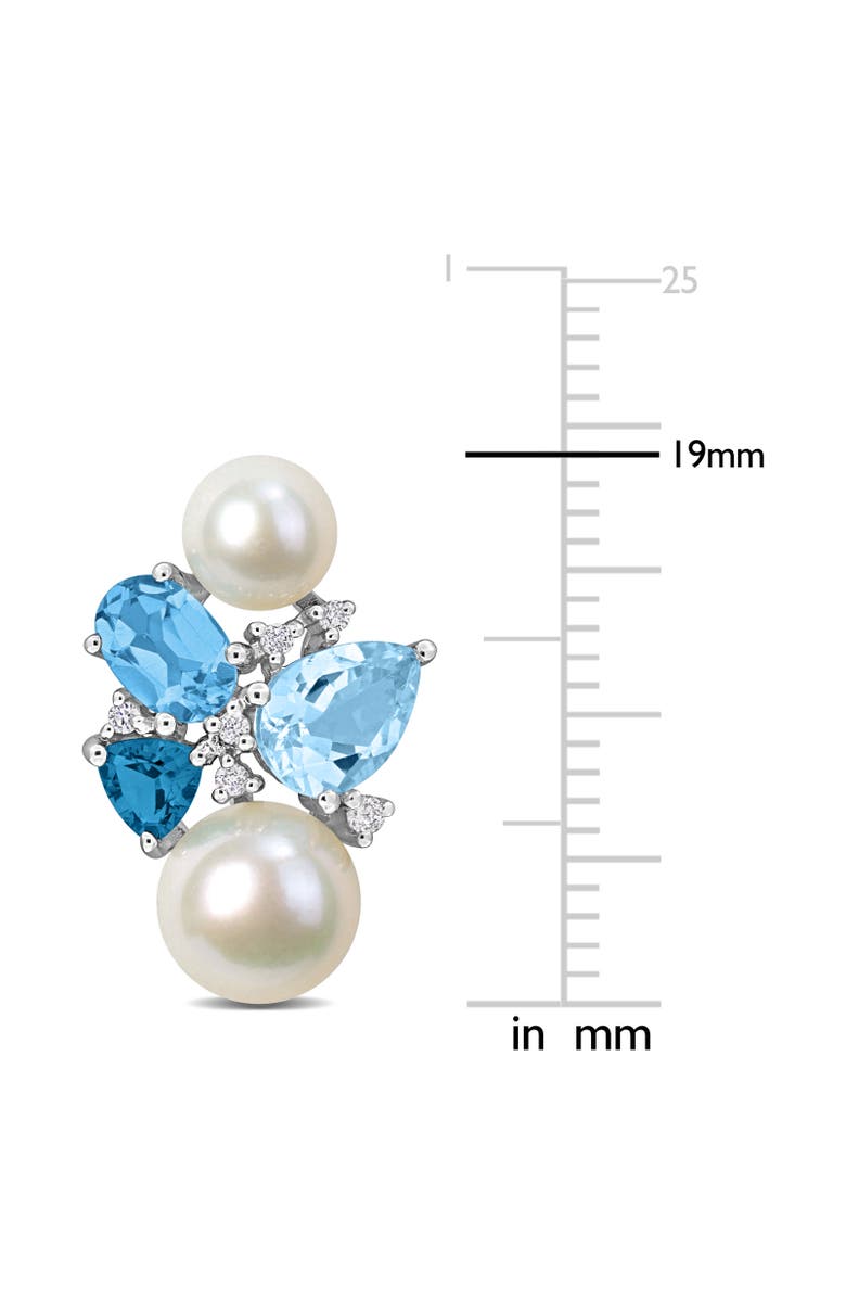 Julianna B. Pearl Blue Topaz & Diamond Earrings 14k, Alternate, color, White Gold