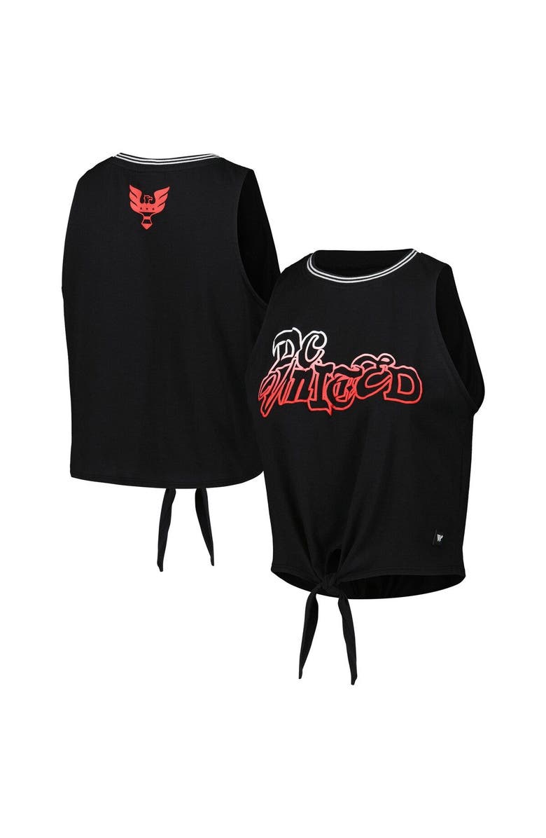 THE WILD COLLECTIVE Women's The Wild Collective White D.C. United Twist-Tie Tank Top, Main, color, Black