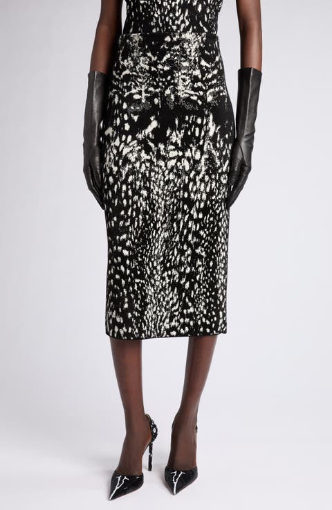 Lynx Jacquard Pencil Skirt