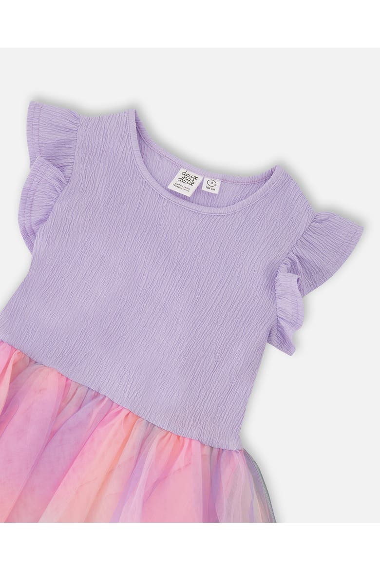Short Flutter Sleeve Bi-Material Mesh Dress, Alternate, color, Lilac