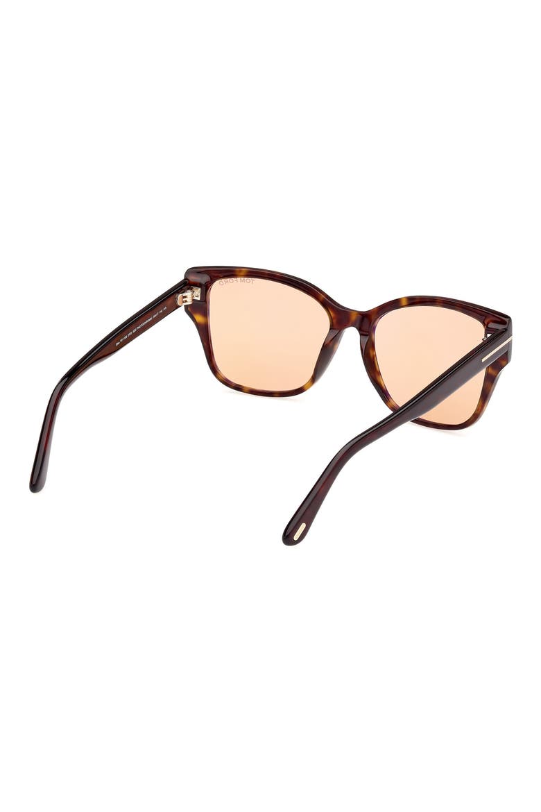 Elsa 55mm Butterfly Sunglasses, Alternate, color, DARK HAVANA ECO / T LOGO