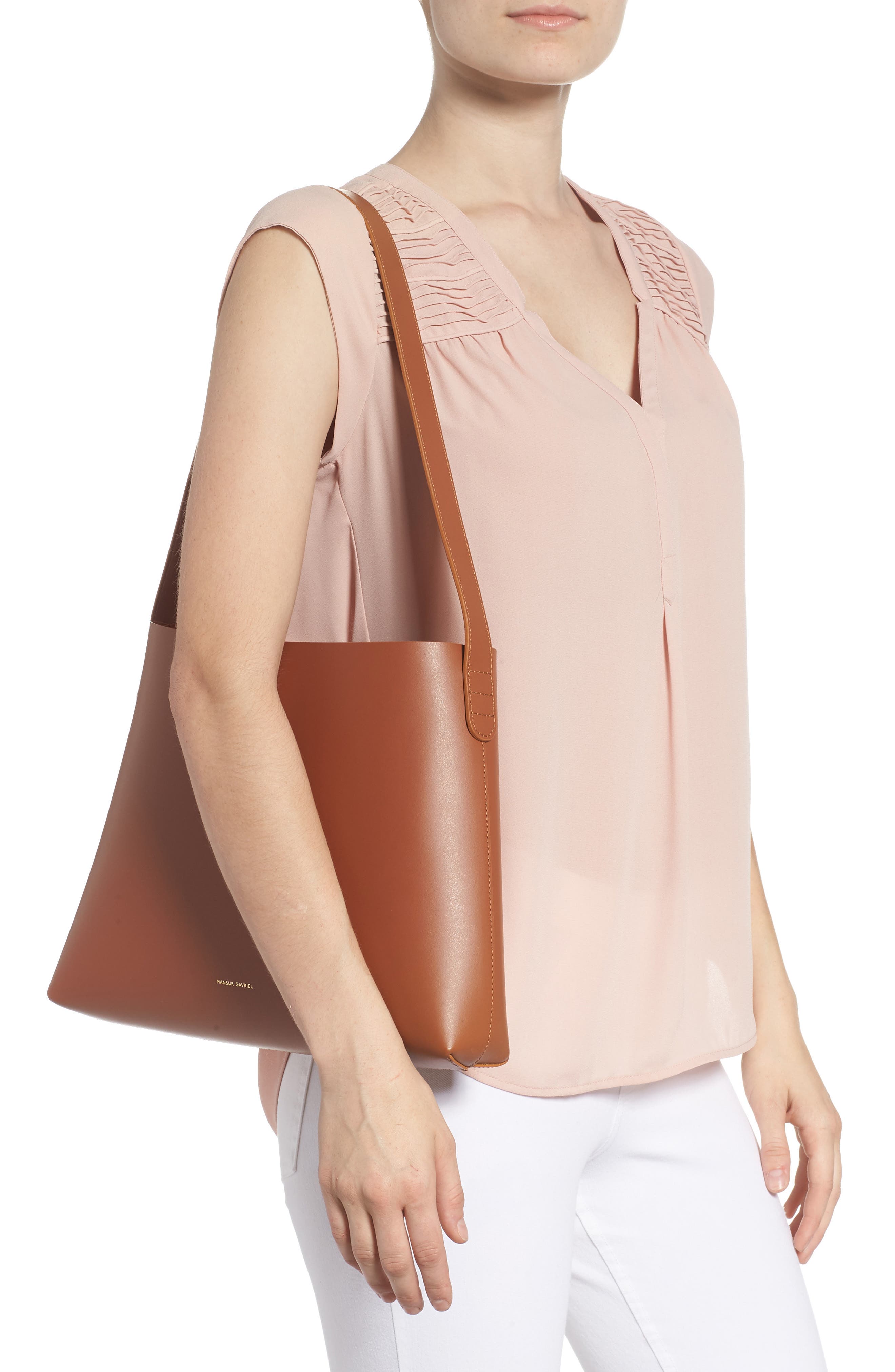 Small Leather Hobo, Alternate, color, SADDLE