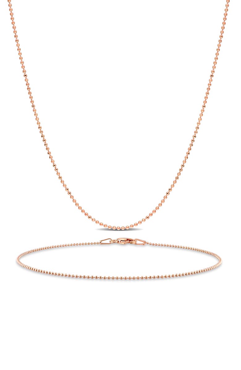 DELMAR 1mm Ball Chain Necklace & Bracelet Set, Main, color, 