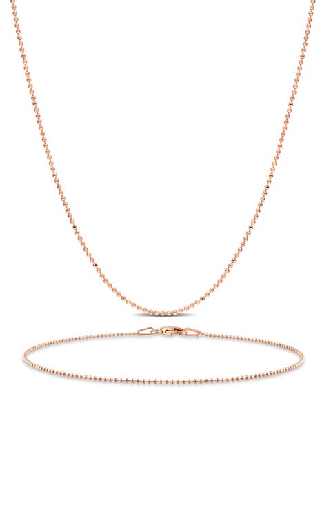 1mm Ball Chain Necklace & Bracelet Set