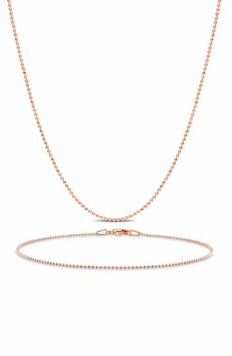 DELMAR 1mm Ball Chain Necklace & Bracelet Set