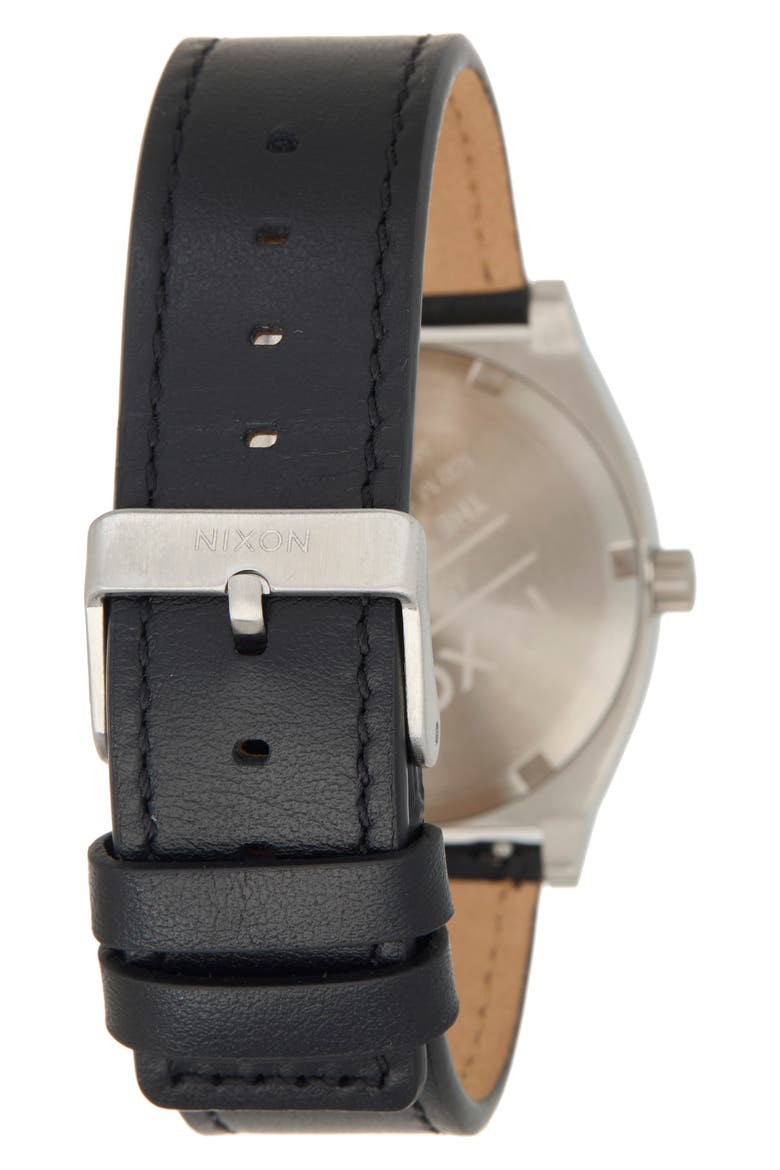 Time Teller Leather Strap Watch, Alternate, color, SILVER / BLACK
