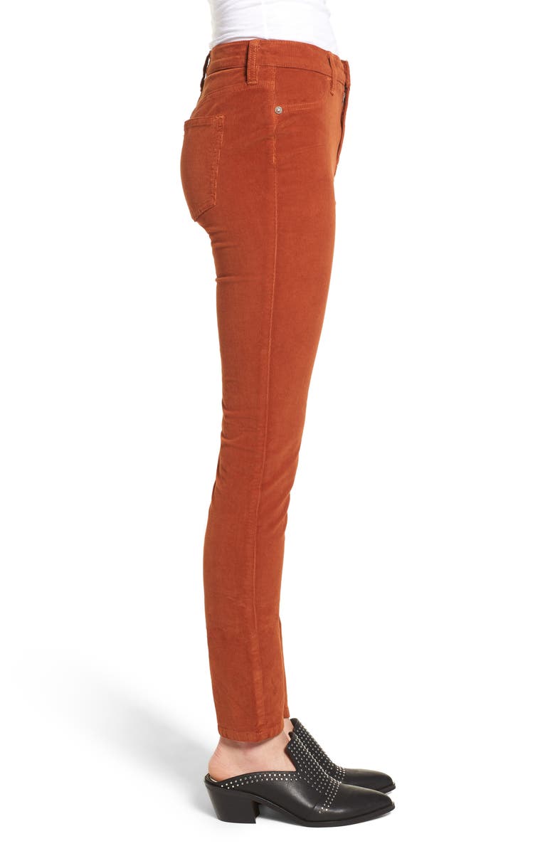 Free People High Waist Skinny Corduroy Pants, Alternate, color, Honey