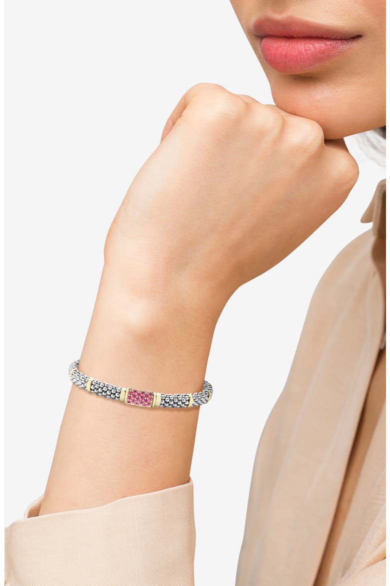 Pink Sapphire Caviar Bead Bracelet, Alternate, color, SILVER GOLD PINK SAPPHIRE