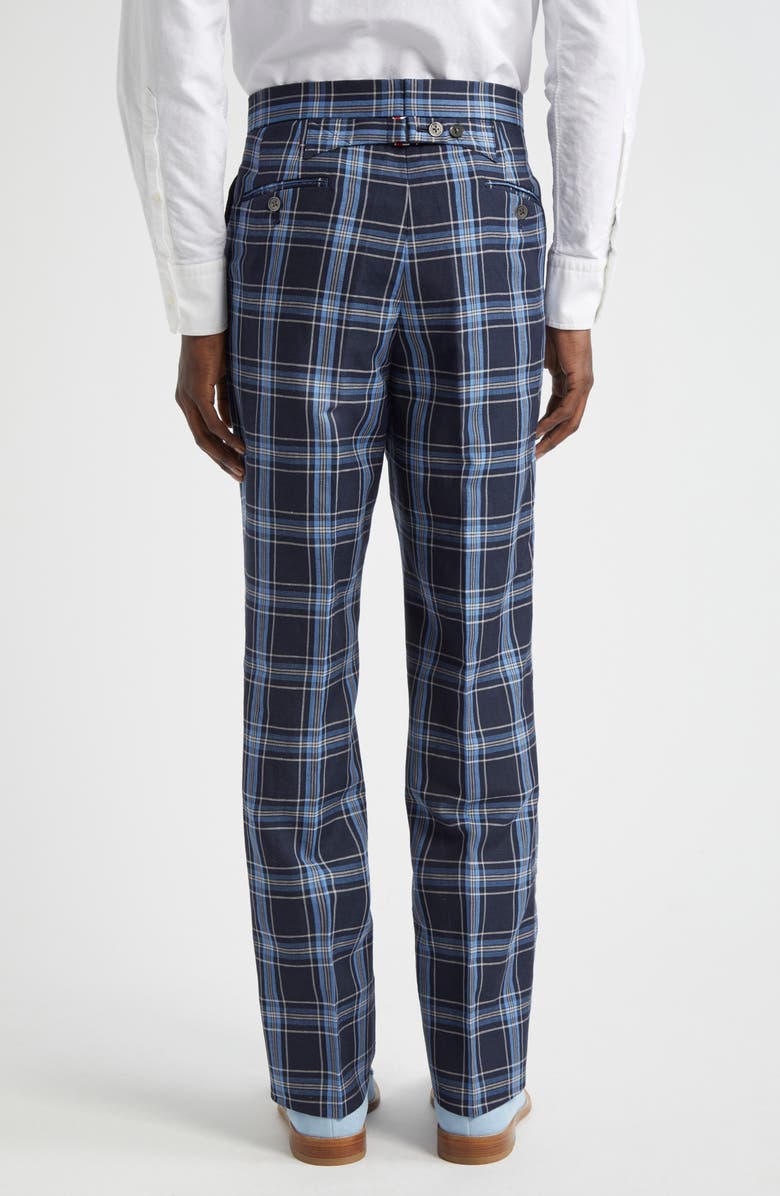 Thom Browne Low Rise Drop Crotch Backstrap Virgin Wool & Linen Pants, Alternate, color, 