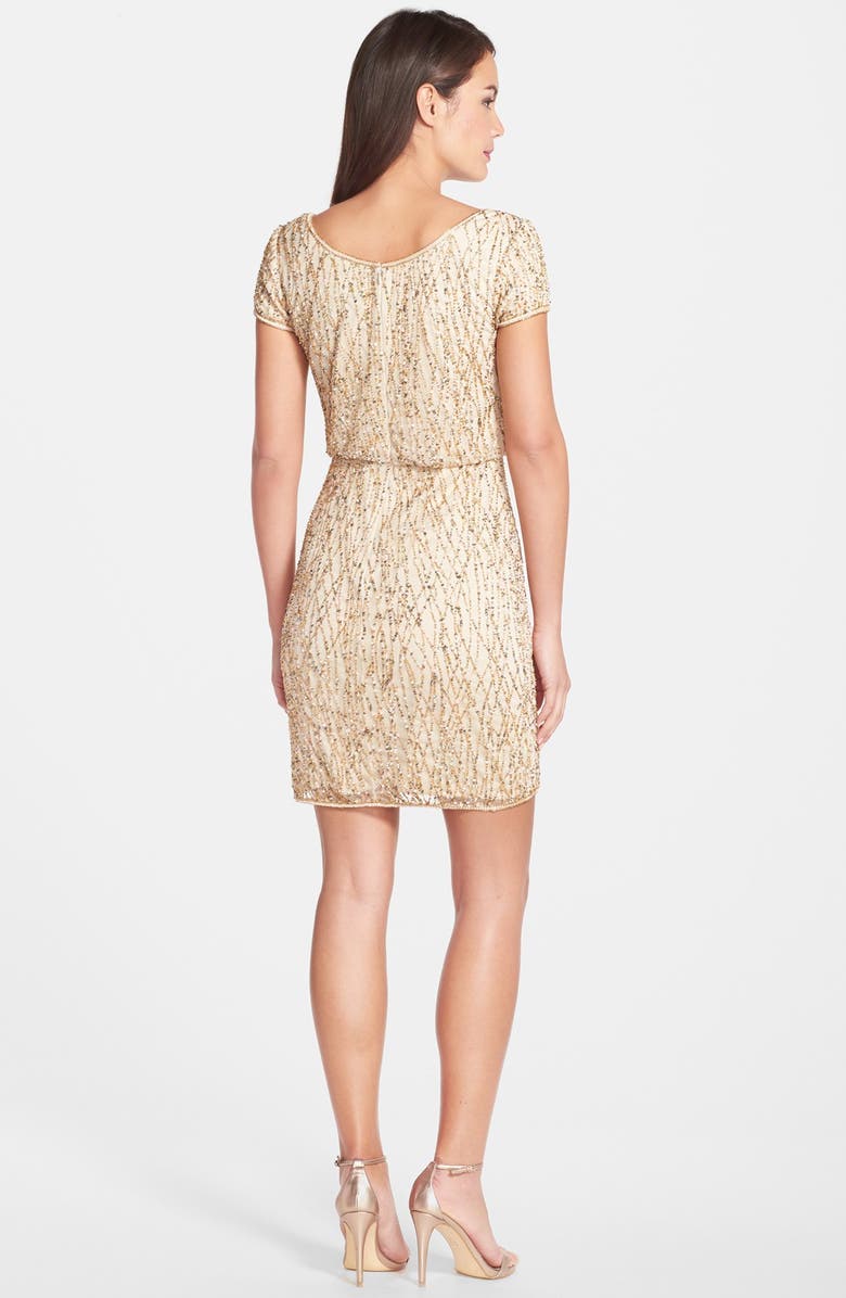 Adrianna Papell Beaded Blouson Dress, Alternate, color, 