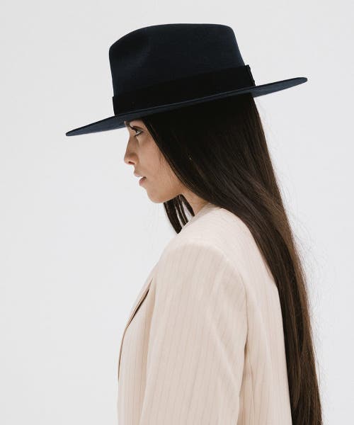 Gigi Pip Miller Classic Fedora Hat In Navy Blue