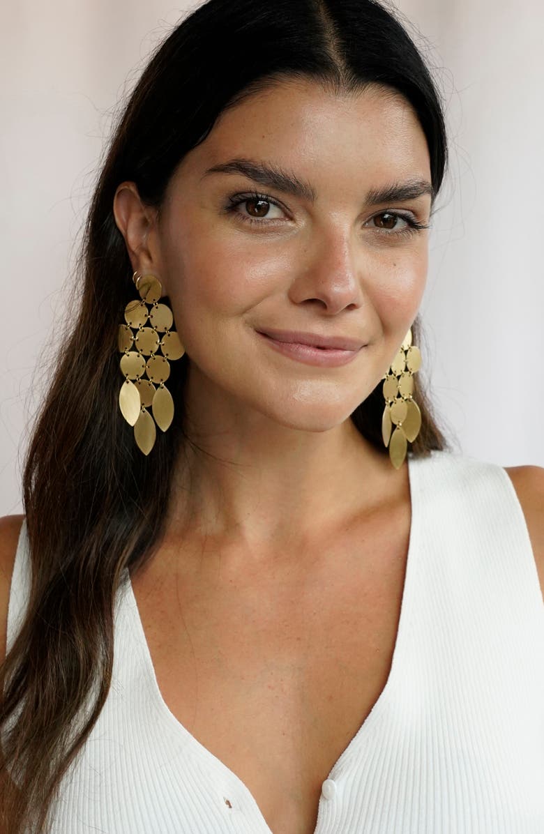MARLYN SCHIFF Camilla Statement Drop Earrings, Alternate, color, Gold