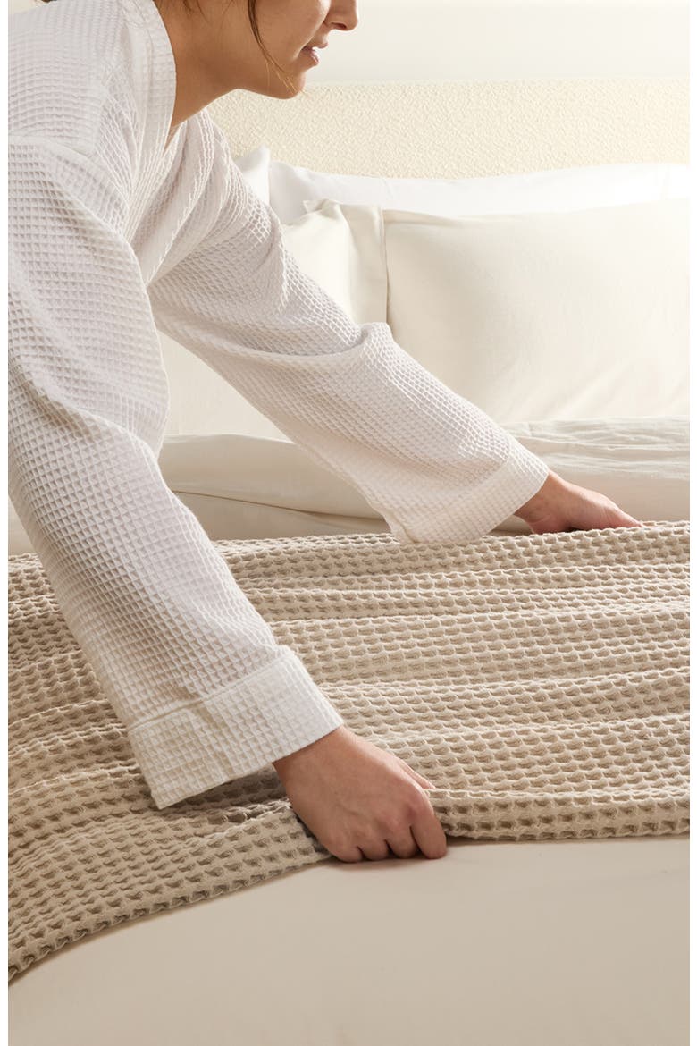 Waffle Weave Cotton Blanket, Alternate, color, MOCHA