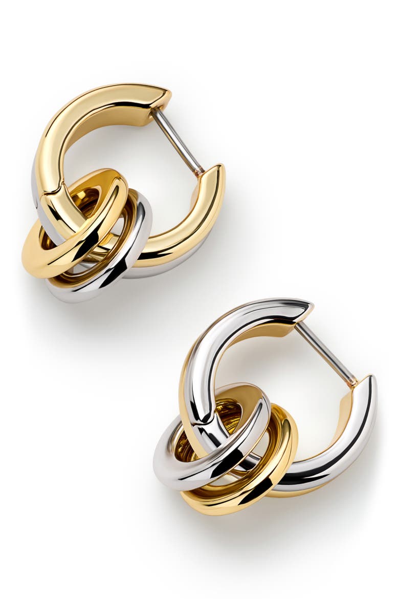 Asher Drop Huggie Hoop Earrings, Alternate, color, GOLD / SILVER