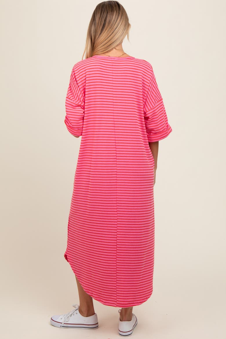 Striped Terry Maxi Dress, Alternate, color, Fuschia
