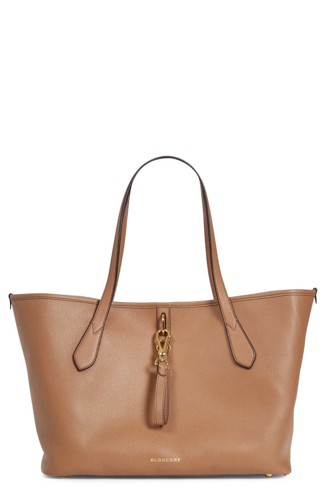 Burberry 'Medium Honeybrook' Leather Tote, Main, color, 