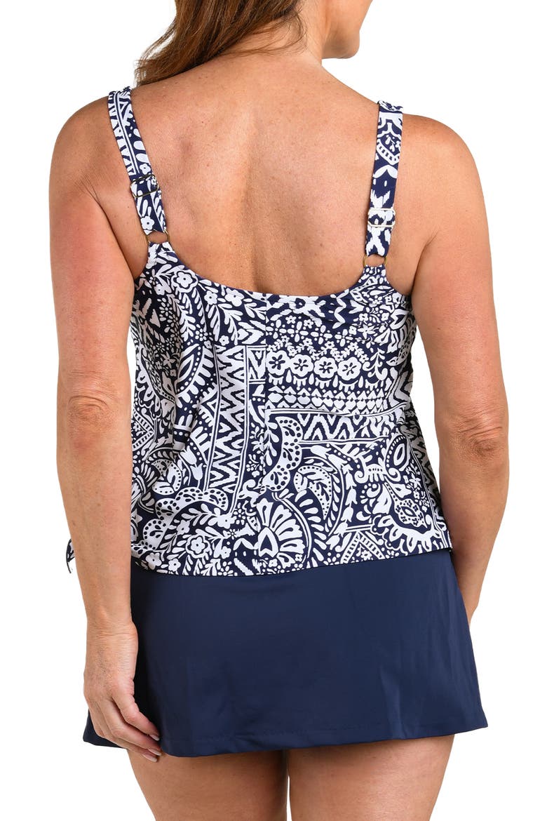 Boemia Faux Skirtini One-Piece Swimsuit, Alternate, color, INDIGO