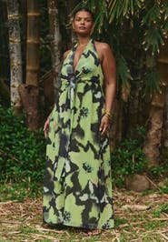 ELOQUII Tie-Detail Halter Maxi Dress