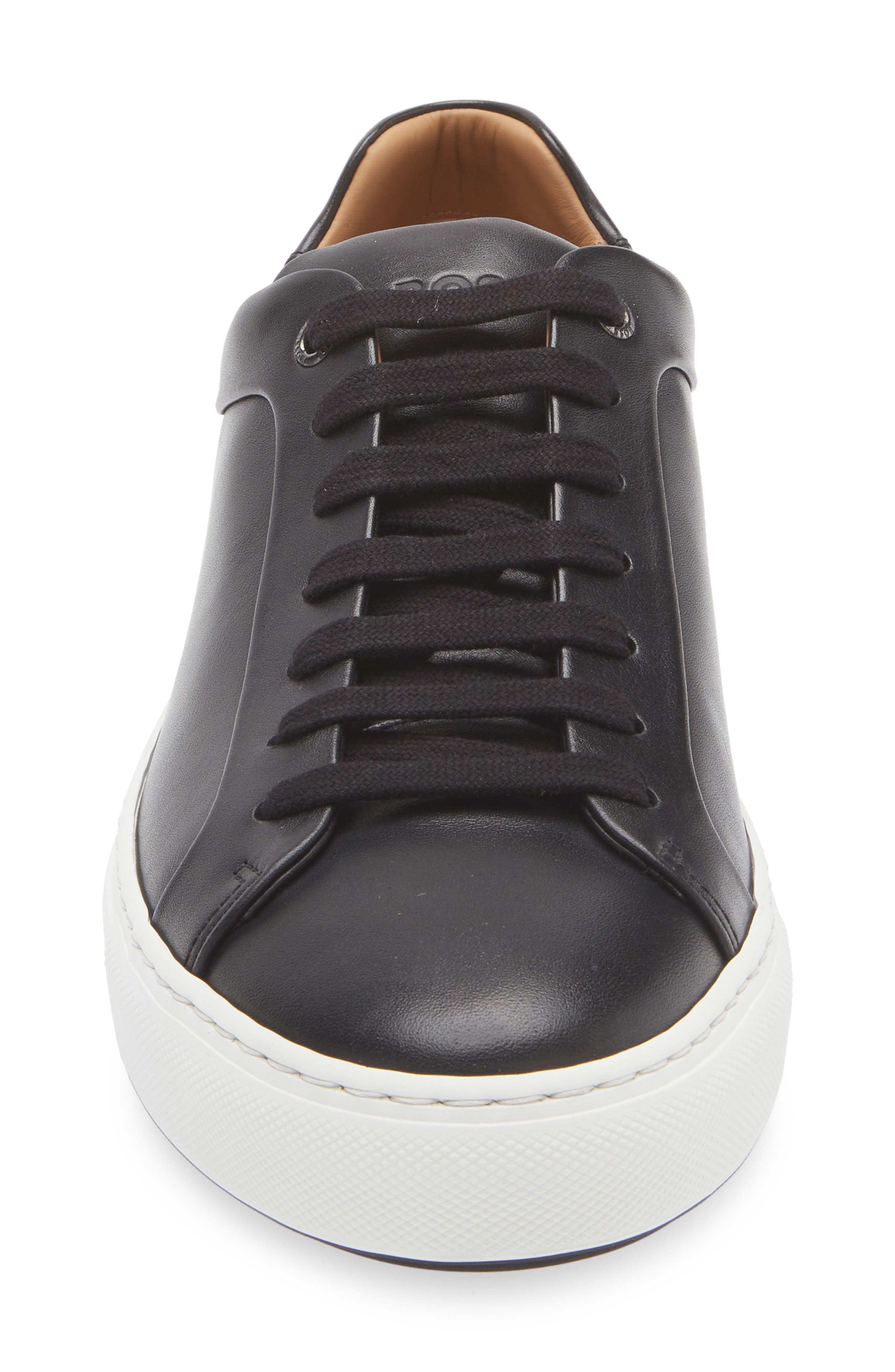 Mirage Lace-Up Leather Sneaker, Alternate, color, BLACK