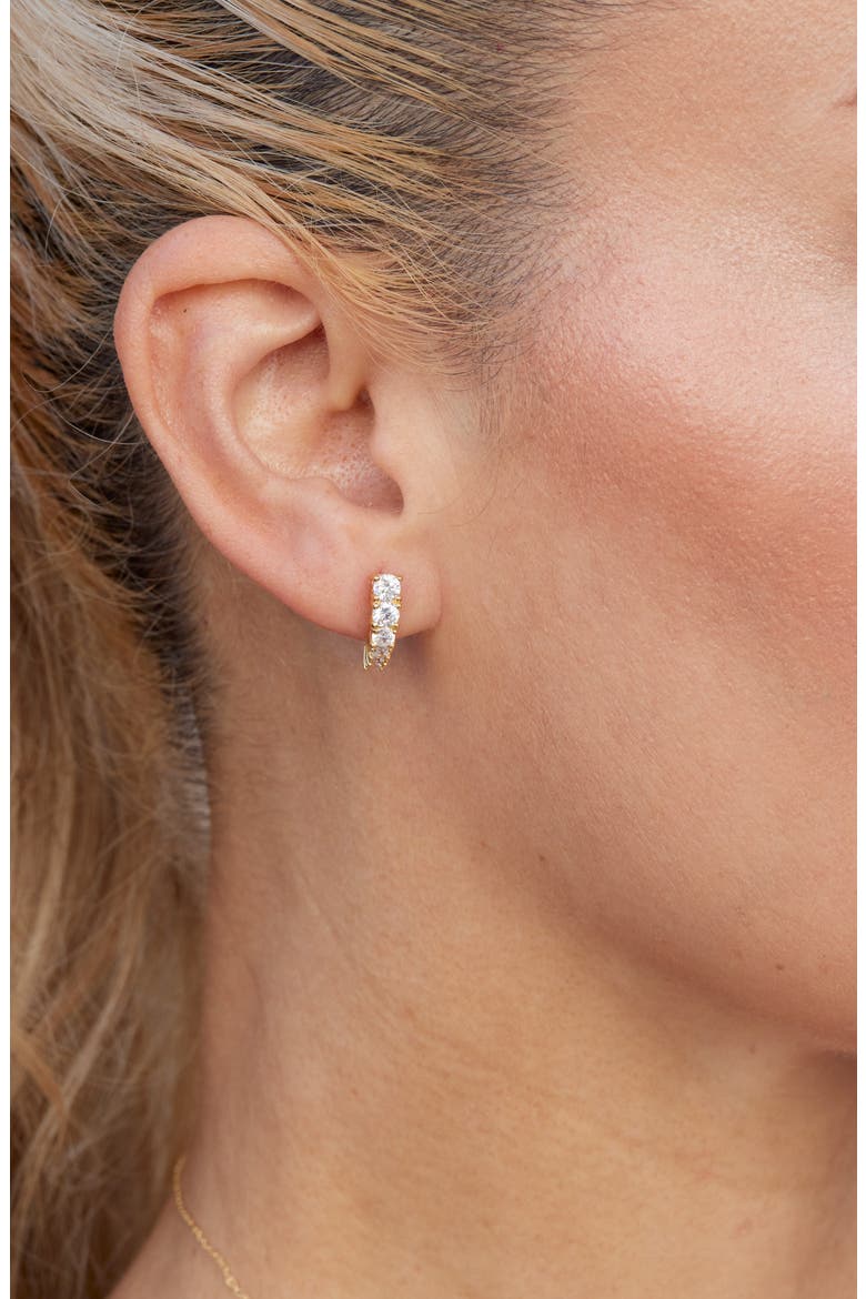 Cubic Zirconia Arched Stud Earrings, Alternate, color, YELLOW